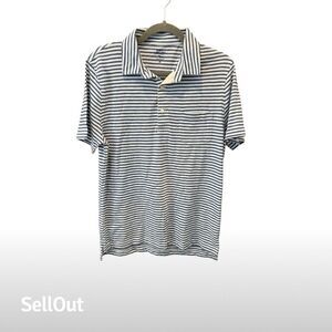 J. Crew Men's Blue Striped Slub Knit Polo Shirt Size M